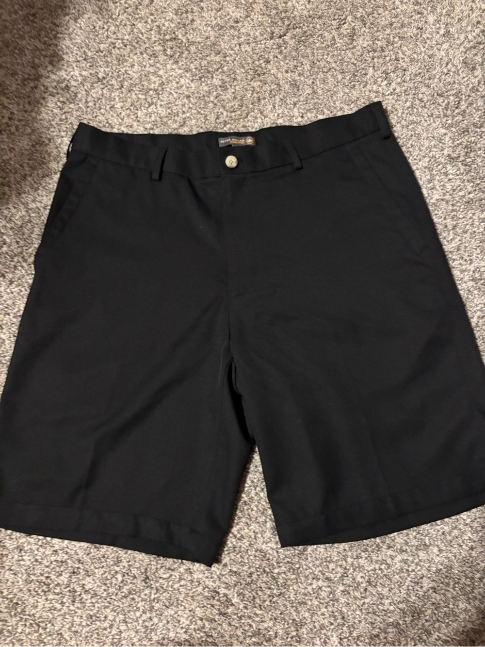 Peter Millar Crown Sport Black Flat-Front Men's Shorts